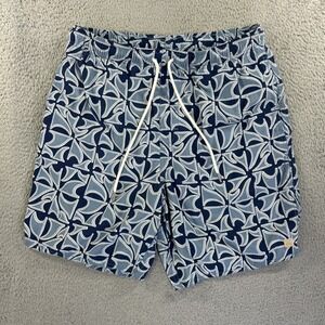 Quiksilver Waterman Swim Trunks Mens Medium Blue Board Short Surf Tropical Liner